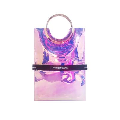 China Durable Clear Girls Makeup Custom Logo Holographic Strap Glitter Bags Custom Cosmetics Bag For Printing for sale