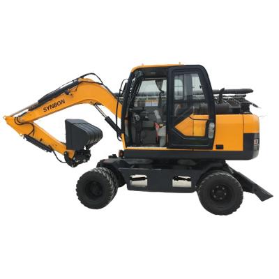 China Hotels Sell Customized Wholesale Yellow Small New 7 Ton Mini Wheel Excavator Good Quality for sale