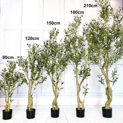 China 210cm Customized Home Decor Olive Tree Indoor Artificial Minimalist Faux Plants Hotel Store Plant Decoration 90cm 120cm 150cm 180cm for sale