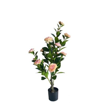 China Minimalist factory direct sales plastic simulation potted artificial silk Rose Flower Plant Tree 90cm 120cm 150cm 180cm for sale