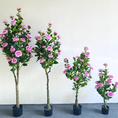 China 2021 Direct Selling Minimalist Plastic Simulation Plant Indoor Artificial Bonsai Plant Rose Tree Home Artificial Decoration for sale