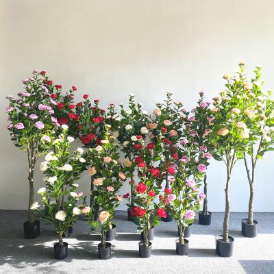 China 2021 artificial bonsai plant direct selling simulation garden minimalist home decor Artificial Rose Tree on sale for sale