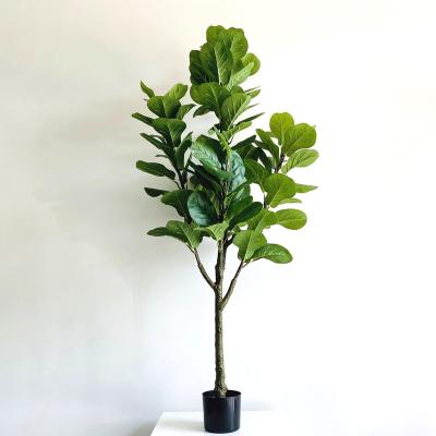 China Low MOQ Ficus Lyrata Bonsai Trees Artificial Wholesale Minimalist Simulation High Appearance Indoor Decoration for sale