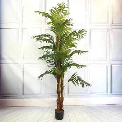 China Wholesale Minimalist Green Artificial Fake Plants Ombre kwai Home Decoration Bonsai 2m Artificial Washington Palm Tree With Cement Pot for sale