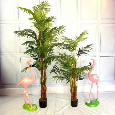 China Minimalist Green Plant Trunks Wholesale Indoor Outdoor Artificial Evergreen Tree Plastic Palm Tree for sale