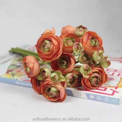 China Multi Colors Home Decoration Wedding Bouquet Ranunculus Silk Artificial Flower Arrangements for sale