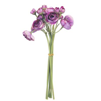 China Bride Multi Colors Decorative Silk Flower Hand Desktop Bouquet Artificial Ranunculus Flowers for sale