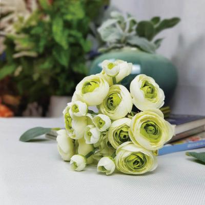 China Multi Colors White Silk Ranunculus Stems Exquisite Bush Wedding Artificial Flowers Home Decoration for sale