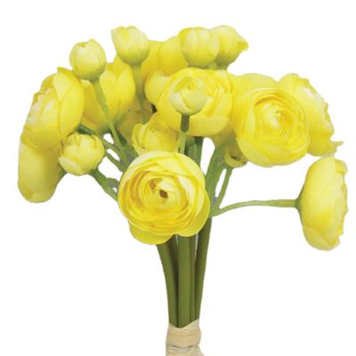 China Multi Colors Yellow Wedding Bouquet Artificial Flowers Silk Ranunculus For Festival Home Decoration for sale