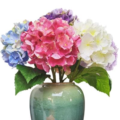 China With China Factory Wedding Decor Simulation Silk Head Home Wholesale Bulk Fake Long Stems Artificial Hydrangea Flower Bouquet for sale