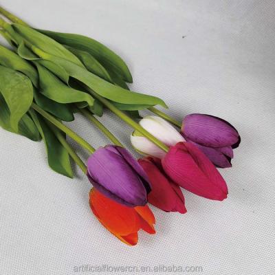 China Bridal Bouquets Fake Real Touch Tulips Single Stem Artificial Flower For Even Decoration for sale