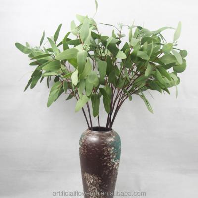 China Realistic Indoor Artificial Eucalyptus Fake Craft Plastic Plant For Greenery Home Decor for sale