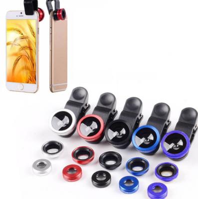 China Hot Metal+ABS 3 in 1 Macro Fisheye Lens Smartphone Mobile Phone Lens Wide Angle Fish Eye for Phone Camera Lens for sale