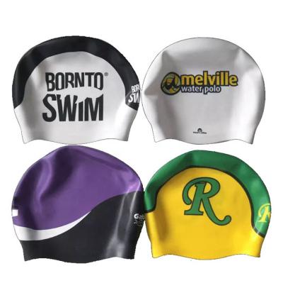 China High Quality Custom Waterproof Comfortable Ear Protect Swim Caps Silicone Water Sports Hair Long Cap For Adult Children for sale