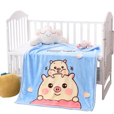 China Hot Selling Amazon Anti Dust Mite Baby Double Layer Children Pitch Soft Thickened Cartoon Piglet Pattern Baby Blanket for sale