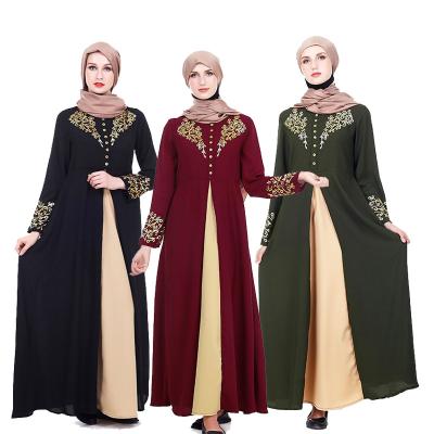 China 2021 Washable Dubai Muslim Arabic Long Dress Embroidered Fashion Bronzing Printing Middle Eastern Islamic Dress for sale