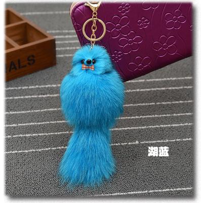 China Popular Soft Pendant Creative Puff Ball Cartoon Doll Car Keychain Fox Metal INS Fur Key Chain for sale