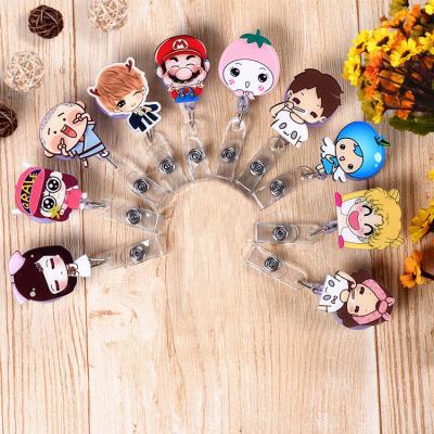 China China's popular cartoon characters in South Korea style manufacturing badge custom retractable plastic reel holder for sale