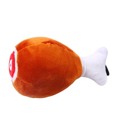 China Large Viable Drumstick Shape Bite Toy Pet Toys Bite Stuffed Plush Teddy Heavy Duty Sounding Toy for sale