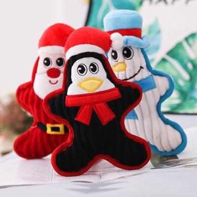 China Viable Dog Toys Interactive Plush Christmas Snowman Dog Chew Toy BB Bell Insert for sale