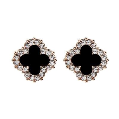 China Vintage Wholesale Price Rhinestone Four Leaf Clover Stud Earrings Loose Acrylic For Jewelry for sale