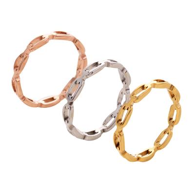 China New Design Vintage Gold Wholesale Cavity Ring Women Simple Finger Rings Stainless Steel for sale