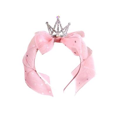 China Wholesale High Quality Gauze Bow Hairband Princess Crown Headband Hair Decoration Hair Accessories For Kids for sale