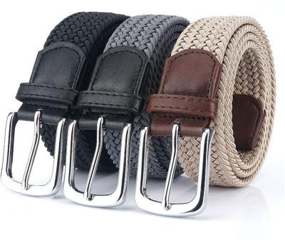 China 3.4cm Width Durable Canvas Belts For Men Fashion Metal Pin Buckle Military Tactical Strap Male Elastic Belt For Pants Jeans for sale