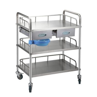 China Modern Hospital Furniture Set Trolley Stainless Steel Medicine Trolley Treatment Trolley With Drawers for sale