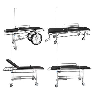 China Stainless Steel Ambulance Industrial Stretcher Trolley Stretcher Emergency Hospital Transfer Patient Bed for sale