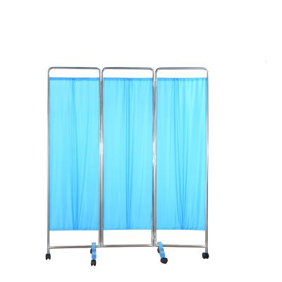 China Industrial Hospital Ward Screen Stainless Steel Room Divider Hospital Bedside Screen 3 Fold for sale