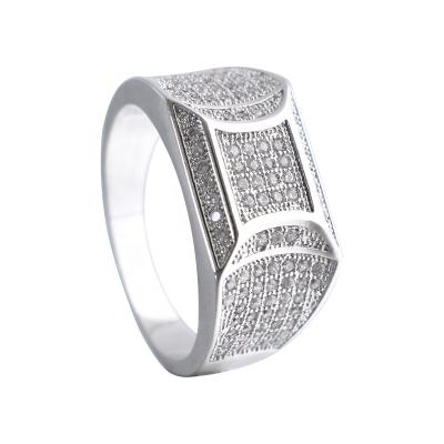 China Luxury Silver 925 Sterling Silver Men's Ring, Custom Diamond Ring 925 Man, Full Setting Silver CZ Men's Ring for sale