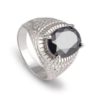 China Silver Religious Gemstone Jewelry 925 Silver Natural Black Agate Stone Ring Designs For Men for sale