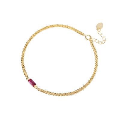 China FASHIONABLE 925 Sterling Silver Red CZ Gemstone Bracelet in 18K Gold Plating for sale