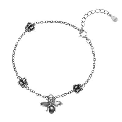 China Thai silver 925 sterling silver bee bracelet weiheng crown and bee charm zodiac jewelry for sale