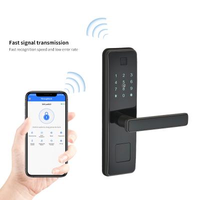 China Anti-Peep Code+Wrong-Try Lockout+Tamper Alarm Custom Wireless Digital Electronic Fingerprint Door Lock With TTLOCK BLE Mobile Lock for sale