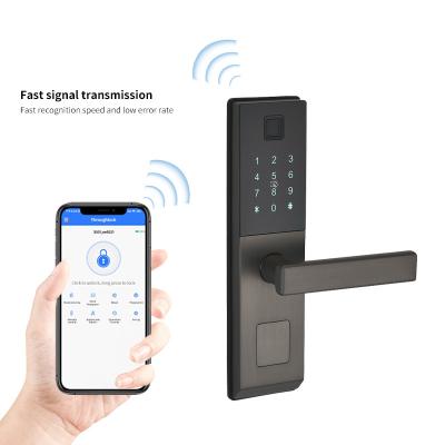 China Anti-Peep Code+Wrong-Try Lockout+Tamper Alarm High Security Electric Digital Fingerprint Smart Door Lock With Tuya APP TTLOCK BLE Mobile Lock for sale