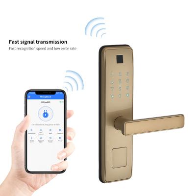 China Anti-Peep Code+Wrong-Try Lockout+Tamper Alarm Custom Wireless Digital Electronic Fingerprint Door Lock With TTLOCK BLE Mobile Lock for sale