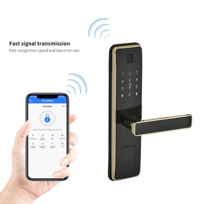 China Anti-Peep Code+Wrong-Try Lockout+Tamper Alarm Custom Wireless Digital Electronic Fingerprint Door Lock With TTLOCK BLE Mobile Lock for sale