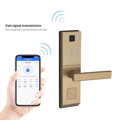 China Anti-Peep Code+Wrong-Try Lockout+Tamper Alarm High Security Electric Digital Fingerprint Smart Door Lock With Tuya APP TTLOCK BLE Mobile Lock for sale