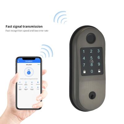 China Anti-Peep Code+Wrong-Try Lockout+Tamper Alarm Tuya APP TTLOCK Smart Deadbolt Keypad wifi Lock without Handle for Interior Entrance Door With Alexa Google Assistant for sale