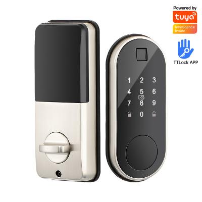 China Anti-Peep Code+Wrong-Try Lockout+Tamper Alarm TTLock Coded Digital Smart Lock Touch Screen Keypad Deadbolt Smart Electronic Door Lock Single Latch Keyless Deadbolt Lock for sale