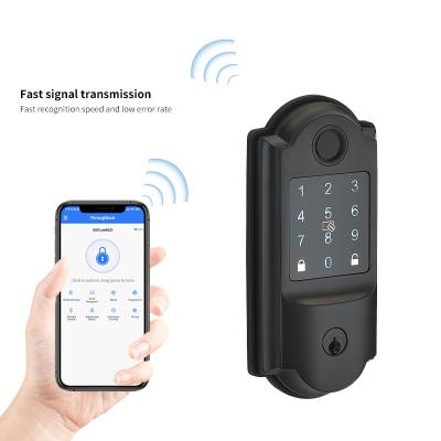 China Anti-Peep Code+Wrong-Try Lockout+Tamper Alarm TTLock Coded Digital Smart Lock Touch Screen Keypad Deadbolt Smart Electronic Door Lock Single Latch Keyless Deadbolt Lock for sale