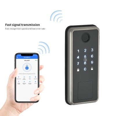 China Anti-Peep Code+Wrong-Try Lockout+Tamper Alarm Tuya Smart TT LOCK built in Fingerprint Deadbolt Smart Keyless Door Lock with American Standard for sale