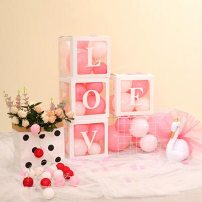 China Eco - Friendly Wholesale Gender Reveal Party Supplies Transparent Balloon Box Printed BABY Letter Gender Reveal Box For Party Decoration for sale