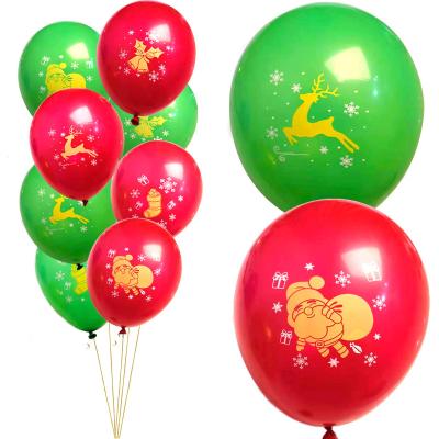 China Beauty Decorations 12inch 10pcs Latex Balloon Decorations 12inch 10pcs Green Red Green Merry Christmas Balloon Star Elk Snowman Latex Balloon for sale