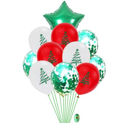 China 2021 Beauty Decorations 10pcs 12inch Round Latex Balloon Merry Christmas Tree Colorful Red Green Latex Balloon for sale