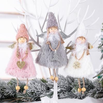 China Creative Christmas Decoration Merry Christmas Hanging Dolls Christmas Tree Pendant Dolls Children's Gift Festival Gray Pink White Angal Girls for sale