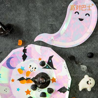 China 100% Eco-friendly Wholesale Ghosts Pumpkin Tableware Party Halloween Paper Cups Festival Plates Halloween Night Party Supplier for sale