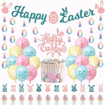 China Bunny Holiday Party Decoration Topper Banner Wall Party Decor Balloon Cake Topper Party Decoration Easter Theme Party Supplier St Patrick's Day New for sale